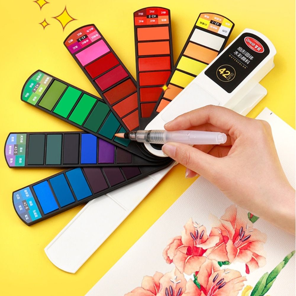 Watercolor Paint Set Solid Pigment - Taşınabilir Katlanır Suluboya Boya Seti 18/24/36/42