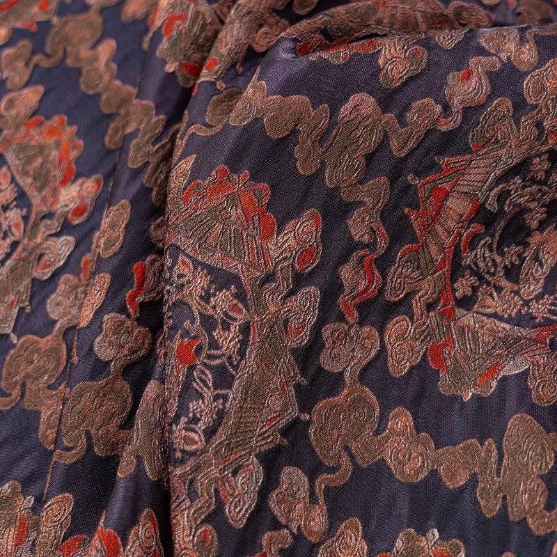 Sewing - Mor Kırmızı Rayon Çiçek Jakarlı Lurex