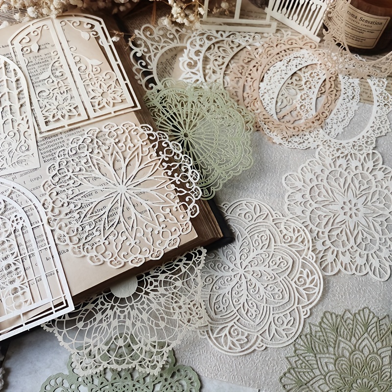 Vintage Junk Journal Scrapbooking Paper - 10 adet Vintage Dantel Içi Boş