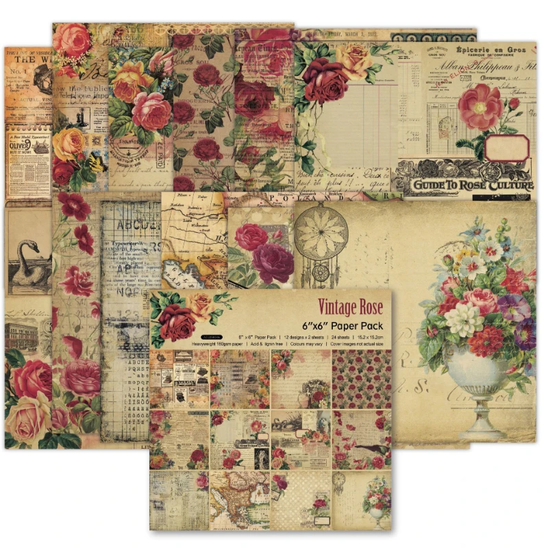 Vintage Junk Journal Scrapbooking Paper - Karalama defteri Pad Çeşitli Desen Oymacılık
