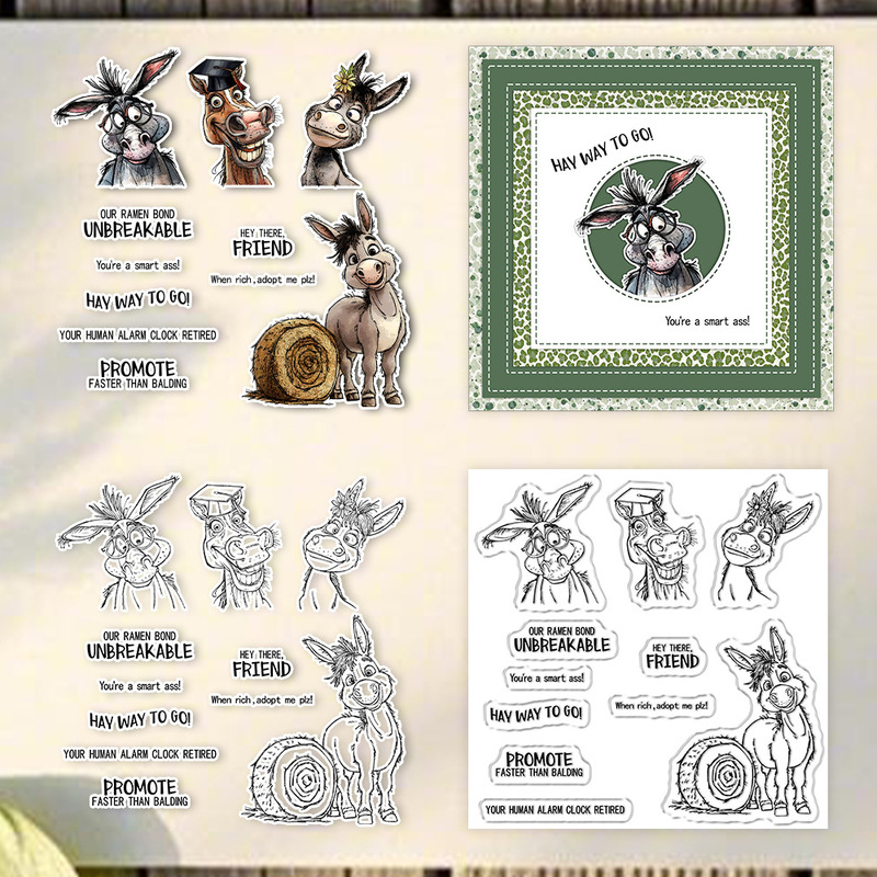 Clear Silicone Stamps For Card Making - Suncraft Mezuniyet Sezonu Komik Eşek Şeffaf