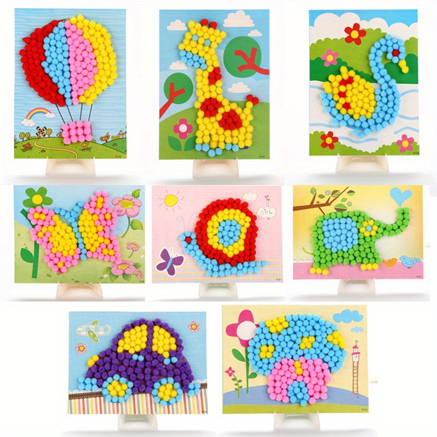 Painting Supplies - 2 adet 16x21 cm Renkli Pom-Pom