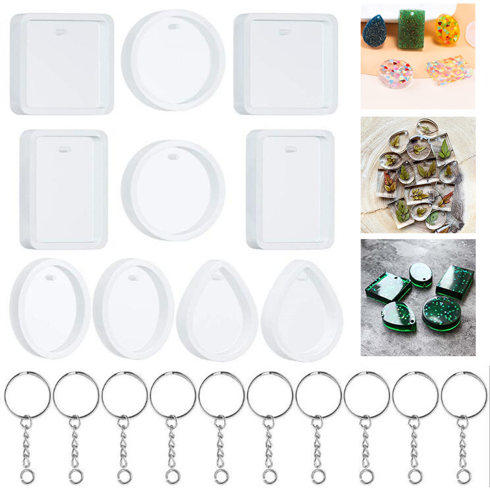 Silicone Epoxy Resin Molds Set - 20 adet/takım DIY anahtarlık kolye döküm