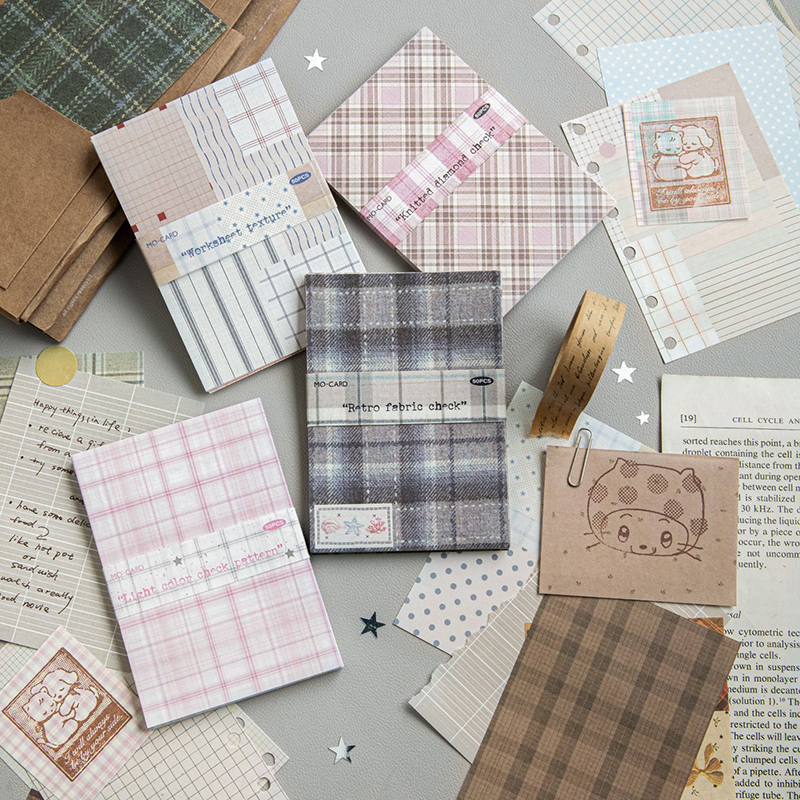 Vintage Junk Journal Scrapbooking Paper - 50 adet Yaratıcı Ekose Dekor Karalama