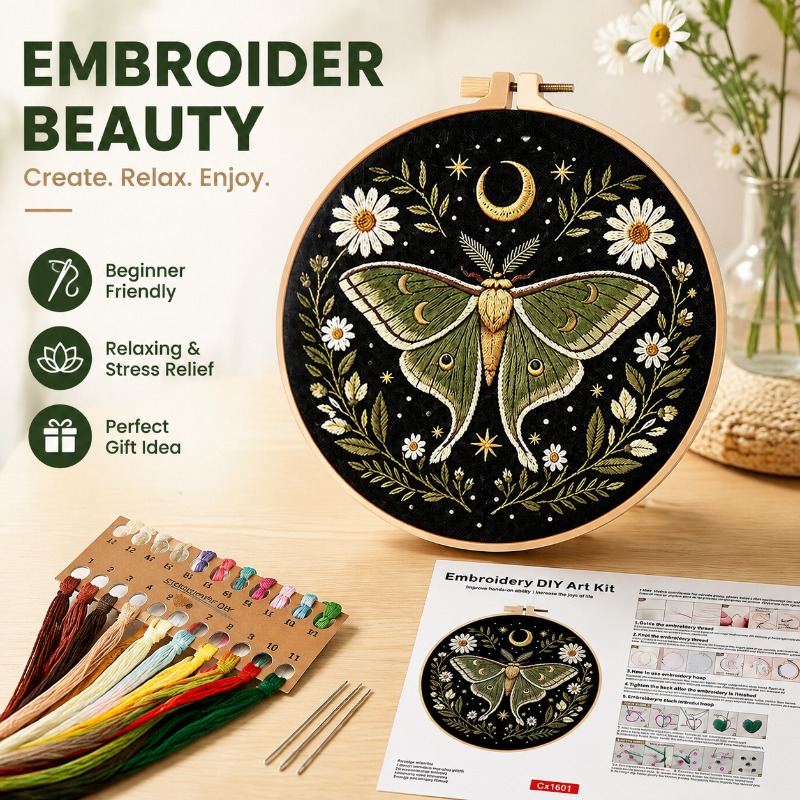 Cross Stitch Stamped Kits Beginners - Kelebek Çiçek Nakış DIY Kiti Yetişkinler