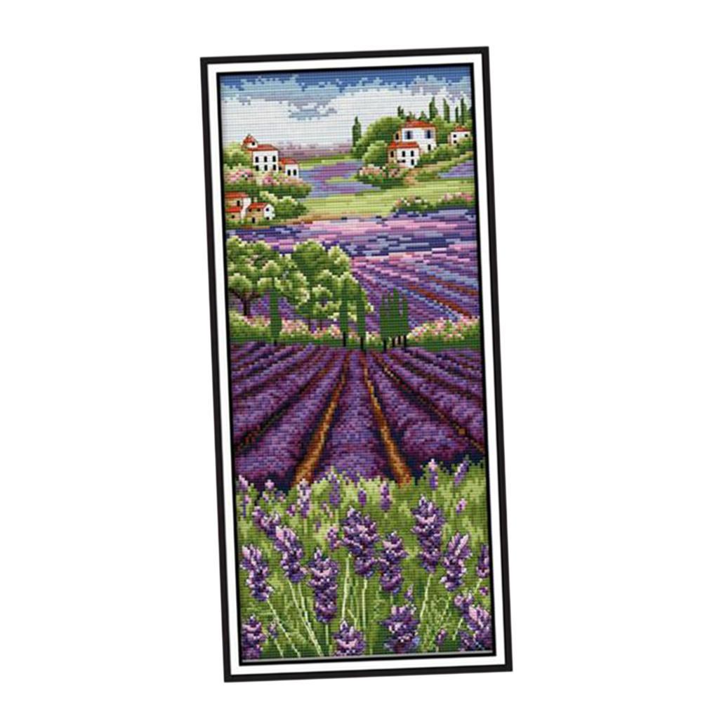 Cross Stitch Stamped Kits Beginners - Lavanta Çiçekleri Damgalı Çapraz Dikiş Kitleri