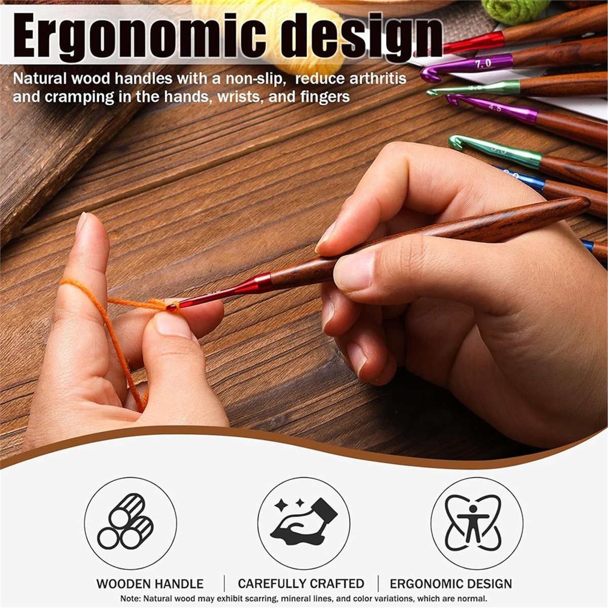 Wooden Crochet Hooks Ergonomic Handle - 2026 Yeni Tığ Seti, Artritli Eller