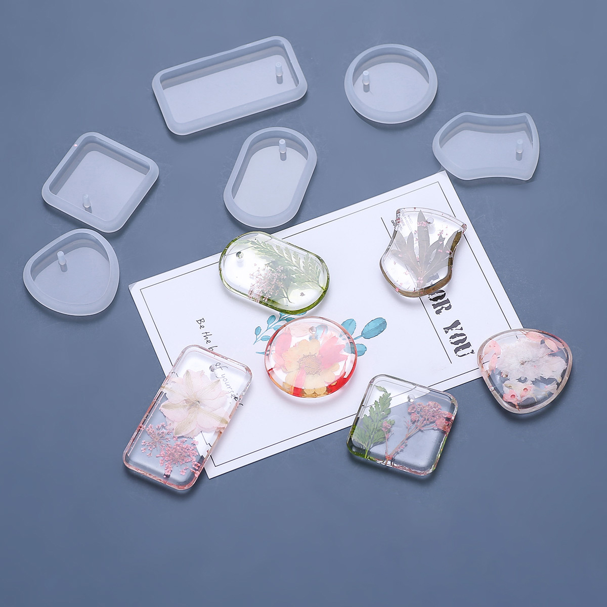 Silicone Epoxy Resin Molds Set - 1/6/10 adet DIY Anahtarlık Kolye silikon