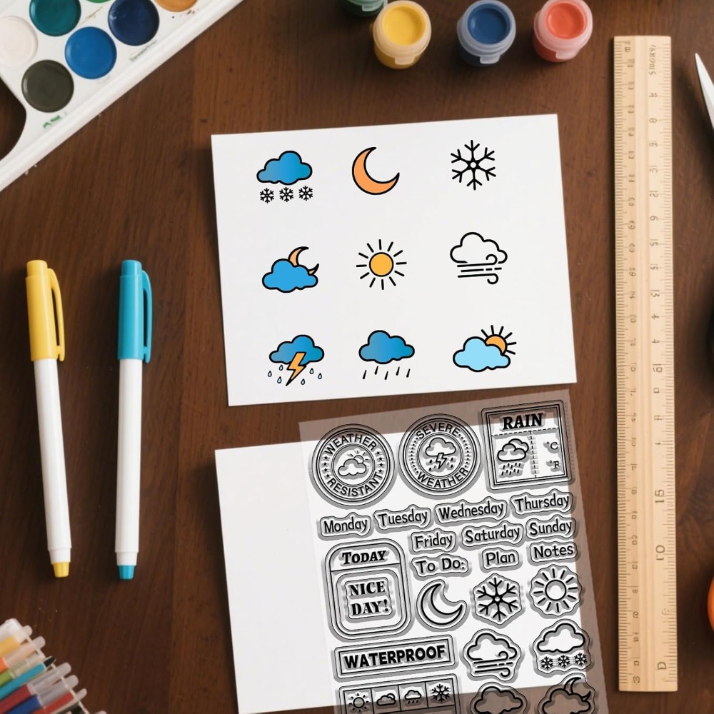 Clear Silicone Stamps For Card Making - Hava Durumu Günlüğü Şeffaf Damga, Scrapbooking