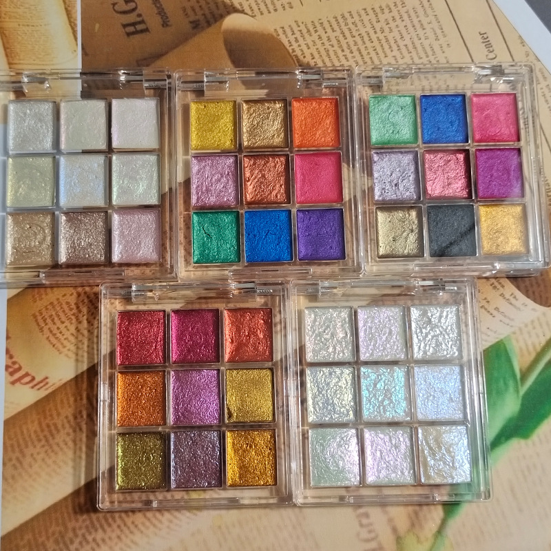 Watercolor Paint Set Solid Pigment - 9 renk Nail Solid Pigment Aurora