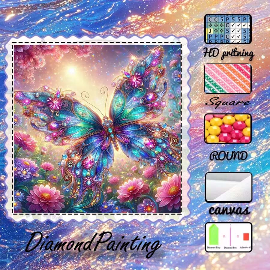 5D Diamond Painting Kit Full Drill - 1 adet 5D DIY flok kumaş,