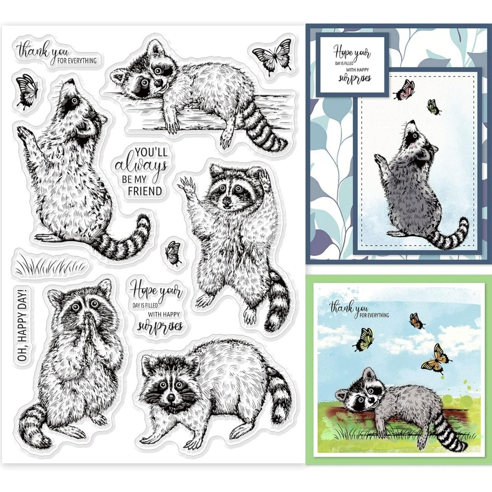 Clear Silicone Stamps For Card Making - Gerçekçi rakun temizle pullar hayvanlar için