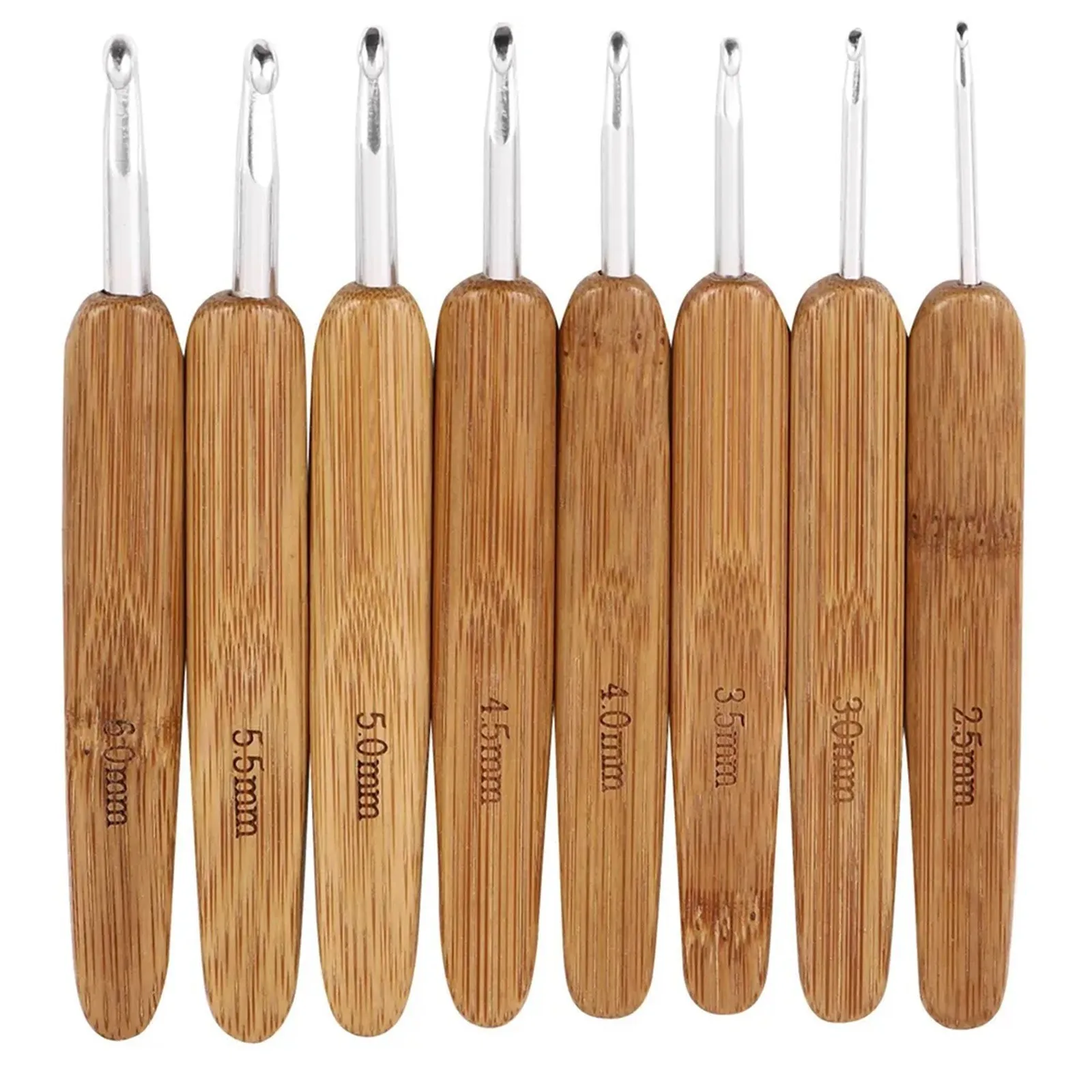 Wooden Crochet Hooks Ergonomic Handle - Artisanal Bambu-Ahşap Tığ Seti - Profesyonel