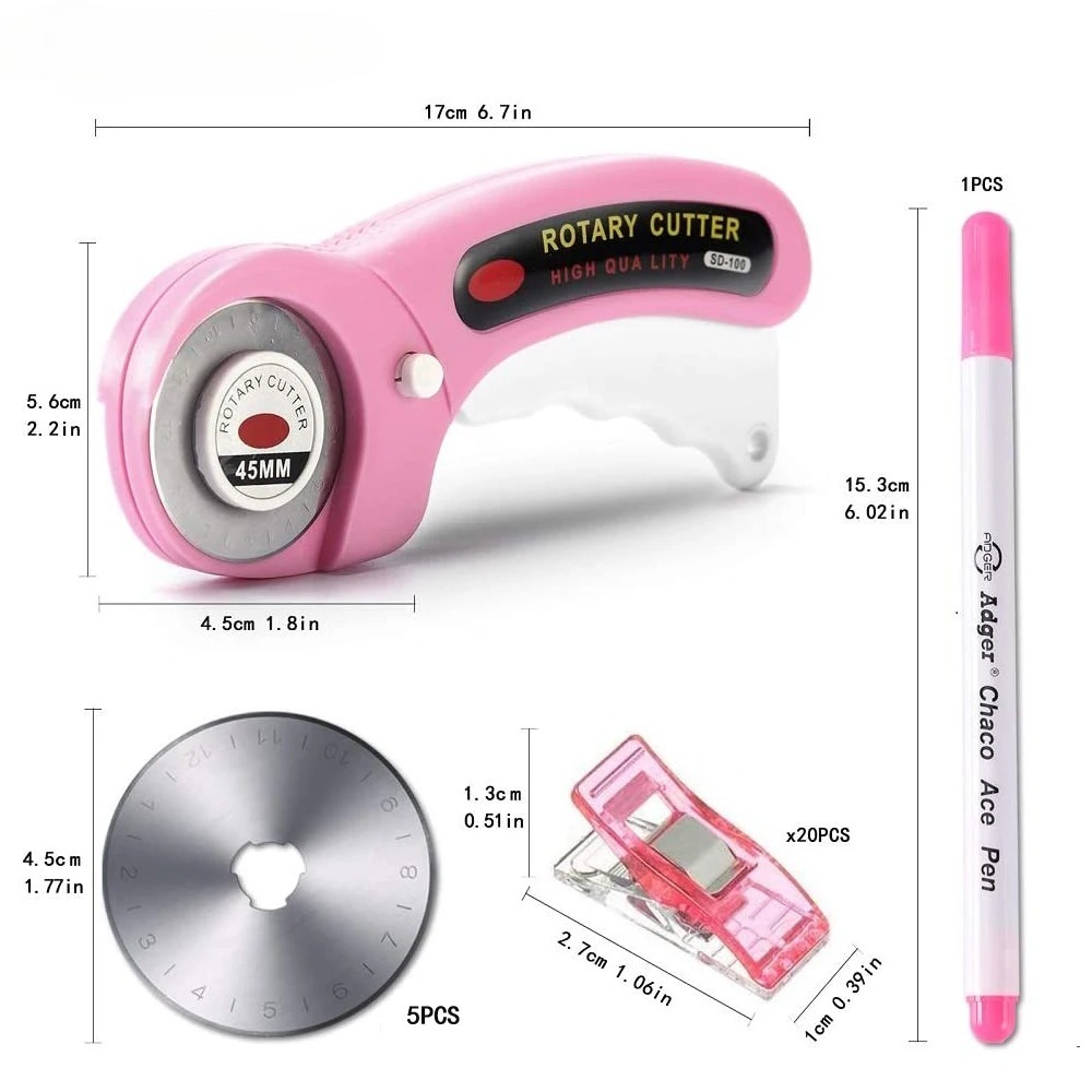 Rotary Cutter For Fabric 45Mm - 45mm Döner Kesici Seti 5 Bıçaklı