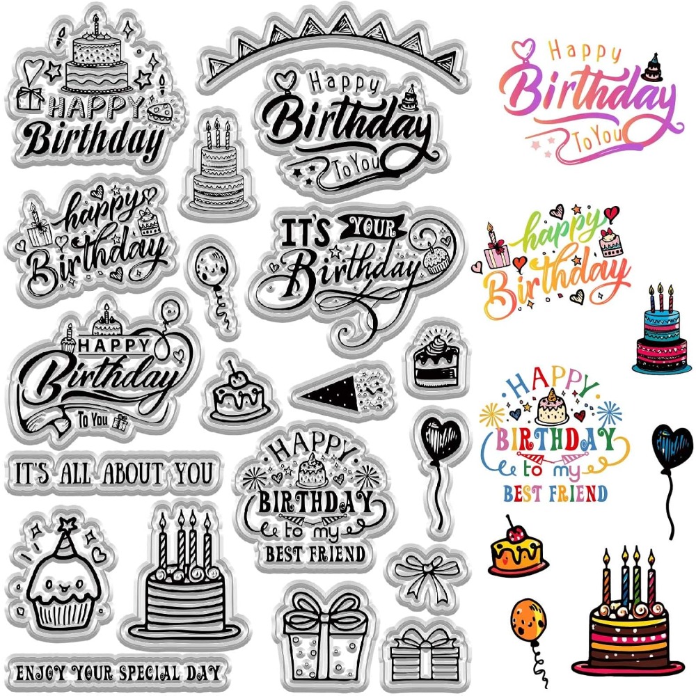 Clear Silicone Stamps For Card Making - Mutlu Doğum Günü Temizle Pullar Kart