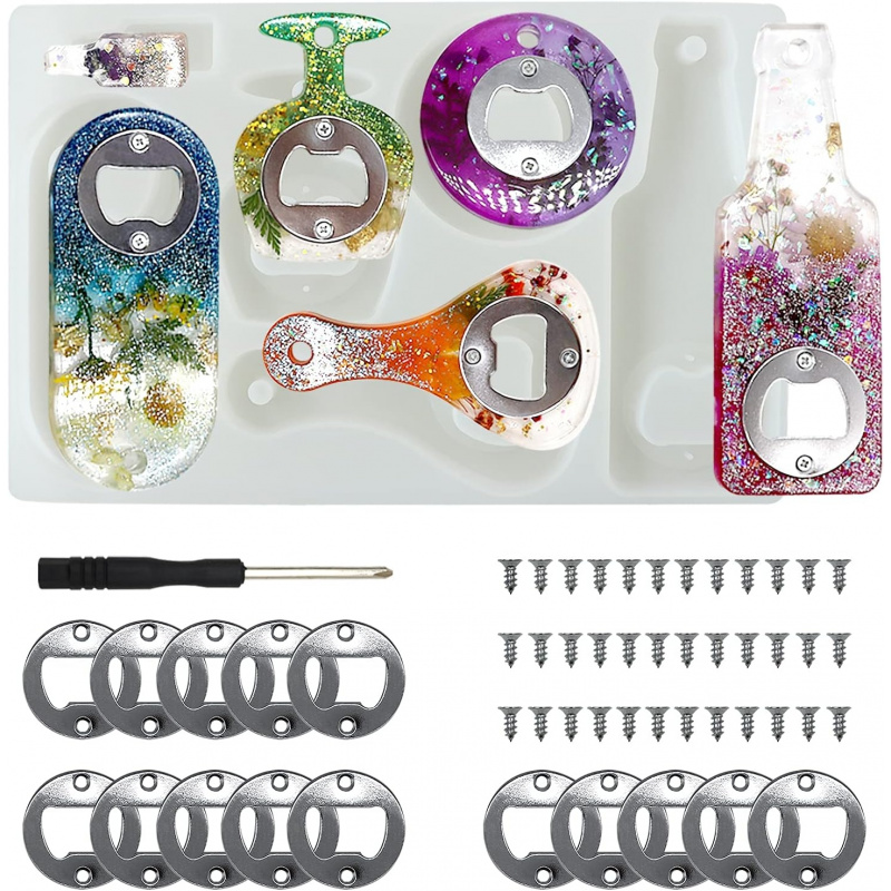 Silicone Epoxy Resin Molds Set - Şişe açacağı reçine kalıbı, Tornavida ve
