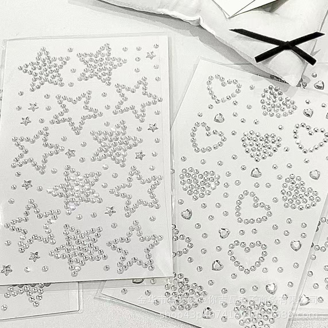 Scrapbooking - Gümüş Yıldız Kalp Şeklinde Yapay Elmas