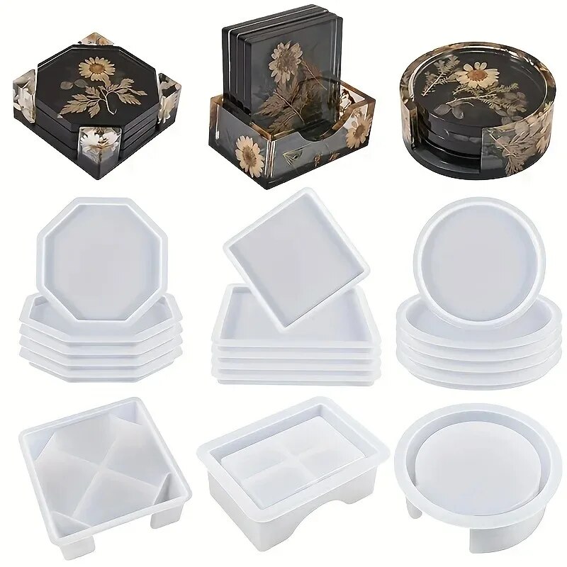 Silicone Epoxy Resin Molds Set - Coaster Reçine Kalıp Seti 1 adet