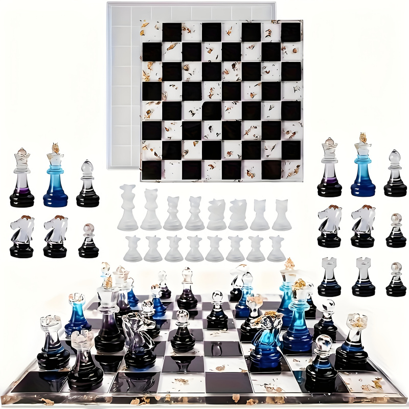 Silicone Epoxy Resin Molds Set - 11Chessboard16Resin Silikon Kalıp Seti, 3DChess Reçine