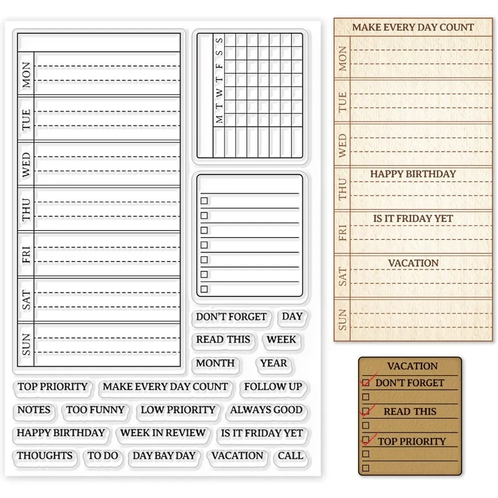 Clear Silicone Stamps For Card Making - Haftalık Plan Temizle Damga Takvim Programı