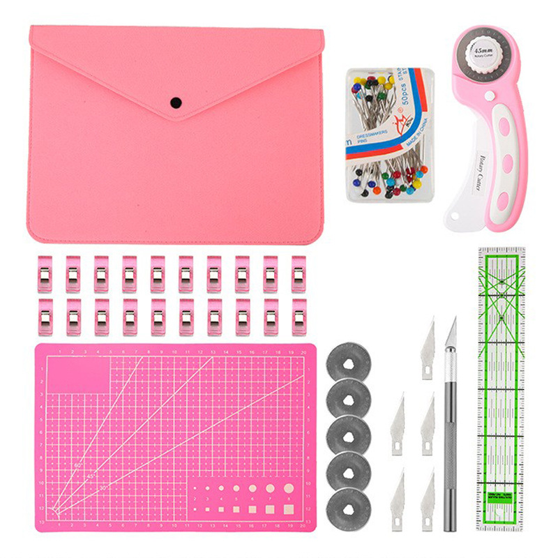 Rotary Cutter For Fabric 45Mm - Döner Kesici Seti Pembe - Kapitone