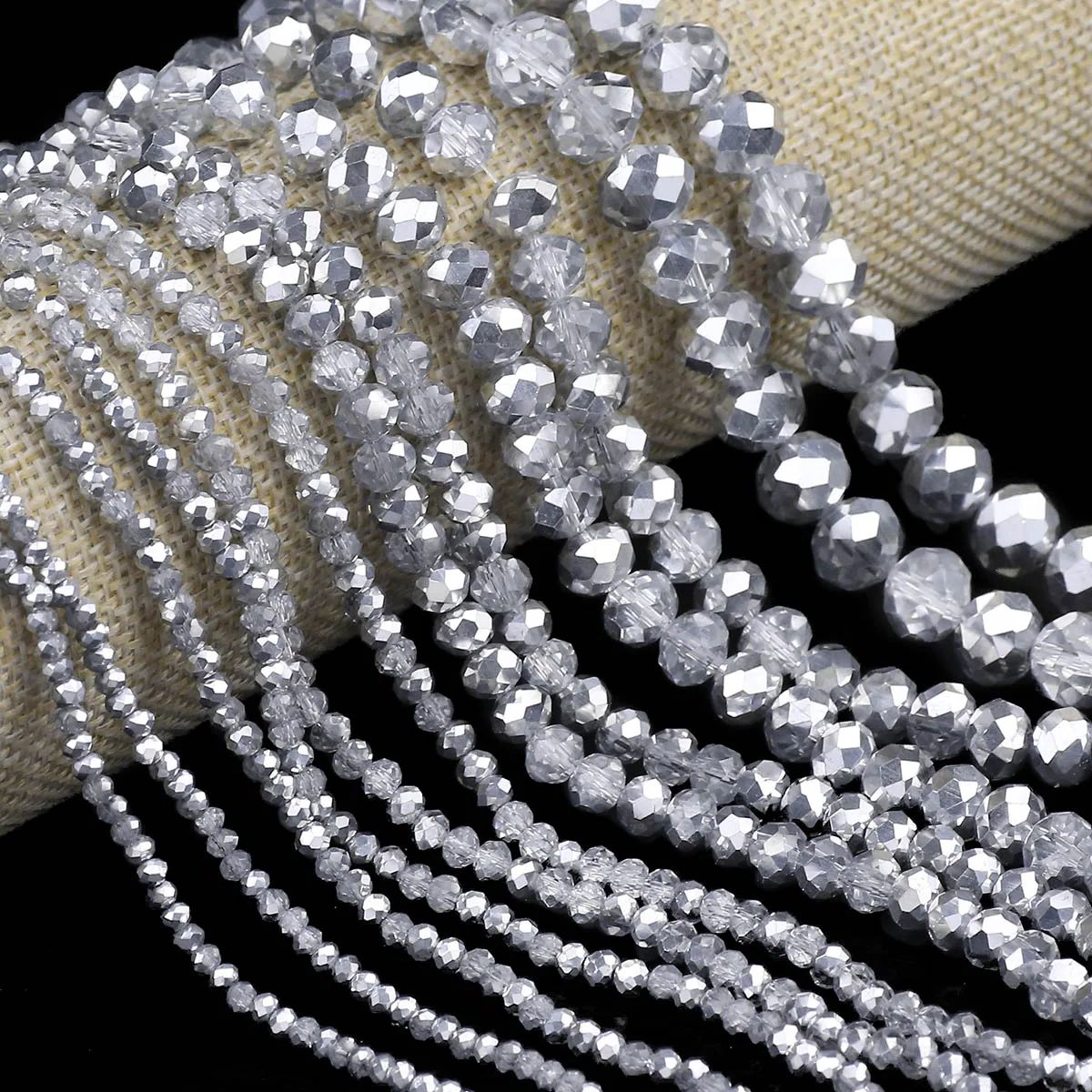Glass Seed Beads 2Mm Jewelry Making - Yarım gümüş renk şeffaf düz yuvarlak