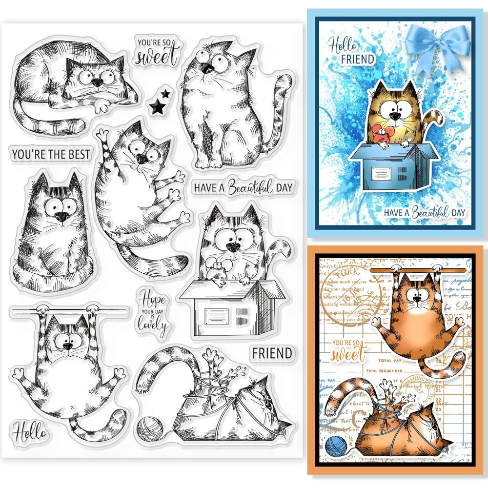 8.3x5.8in Kedi Temizle Pullar  - Clear Silicone Stamps For Card Making incelemesi ve fiyatı