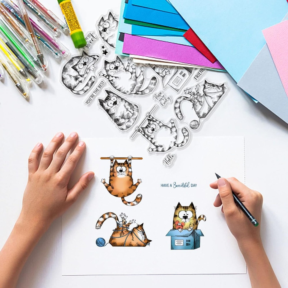 8.3x5.8in Kedi Temizle Pullar  - Clear Silicone Stamps For Card Making incelemesi ve fiyatı