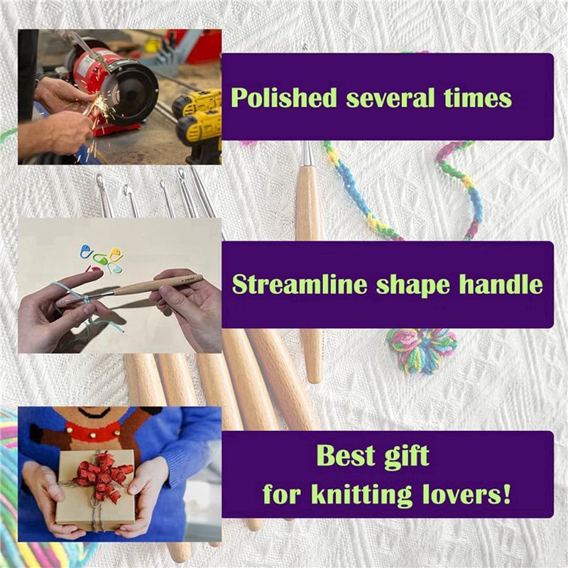 SEWS-80 Adet Ahşap Tığ Seti 3. - Wooden Crochet Hooks Ergonomic Handle incelemesi ve fiyatı