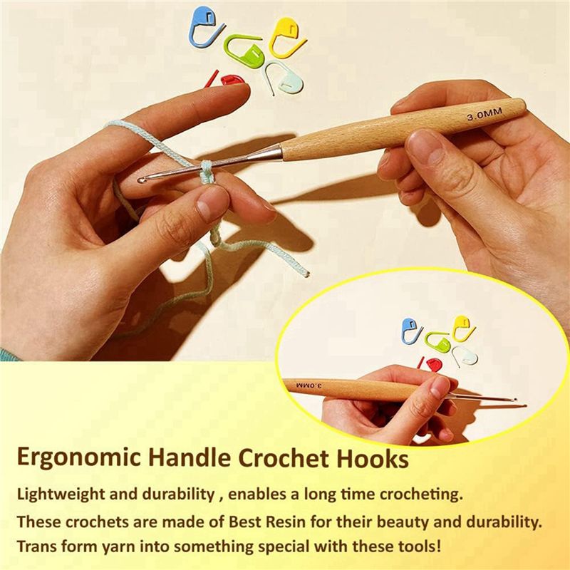 SEWS-80 Adet Ahşap Tığ Seti 3. - Wooden Crochet Hooks Ergonomic Handle incelemesi ve fiyatı