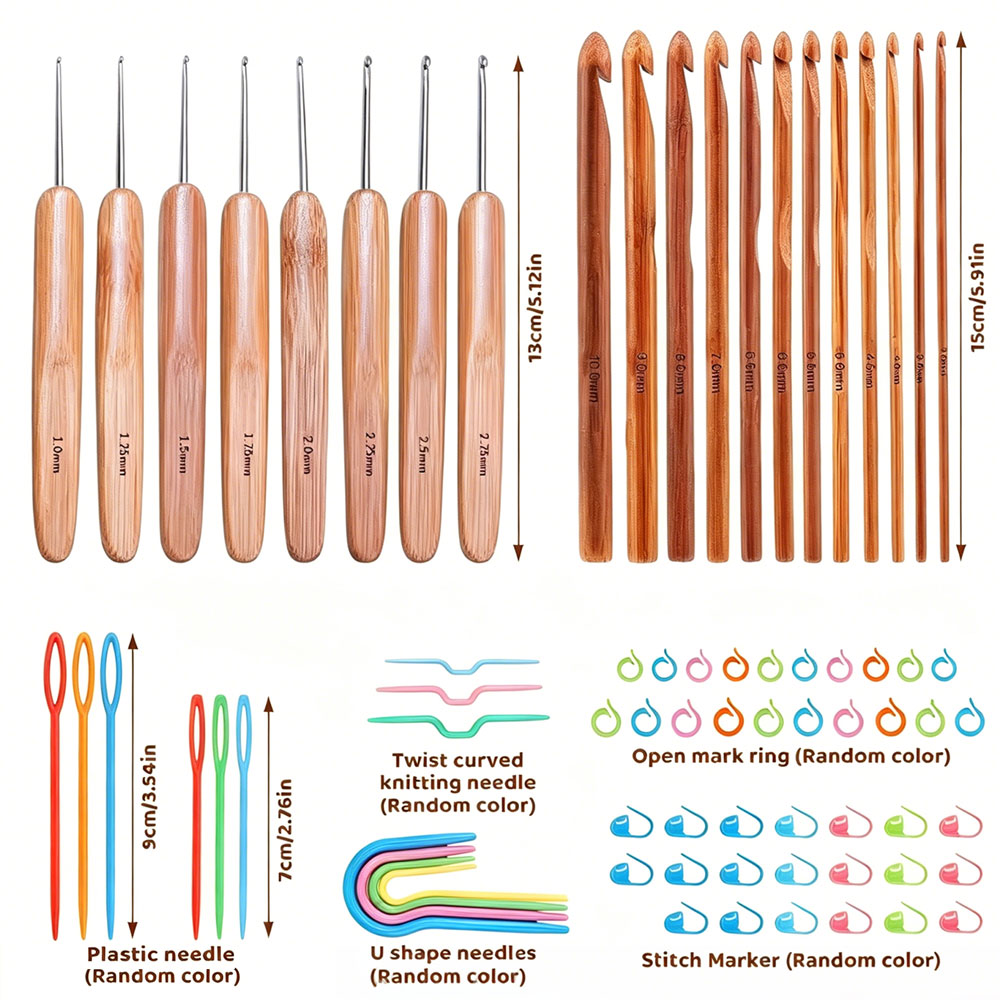 74 Parça Bambu Tığ Seti İplik  - Craft Tools incelemesi ve fiyatı