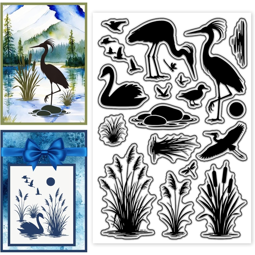 Islak alanlar kuşlar desenli ş - Clear Silicone Stamps For Card Making incelemesi ve fiyatı
