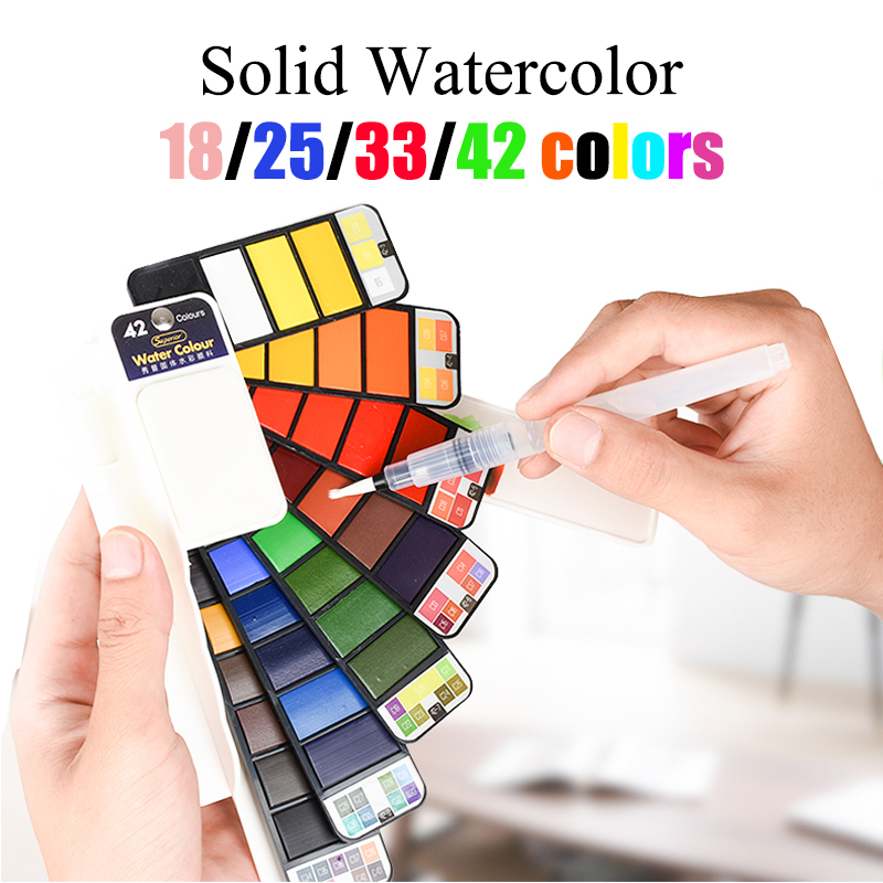 18/25/33/42 renk katı suluboya - Watercolor Paint Set Solid Pigment incelemesi ve fiyatı