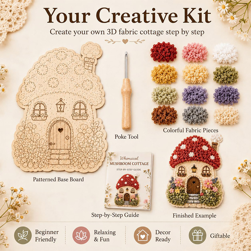 3D Mantar Ev Poke Art DIY Kiti - Craft Tools incelemesi ve fiyatı