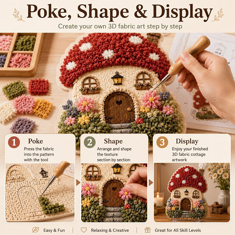 3D Mantar Ev Poke Art DIY Kiti - Craft Tools incelemesi ve fiyatı