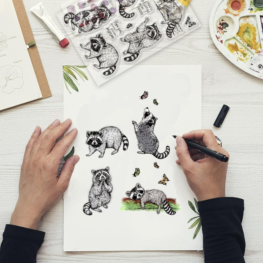 Gerçekçi rakun temizle pullar  - Clear Silicone Stamps For Card Making incelemesi ve fiyatı