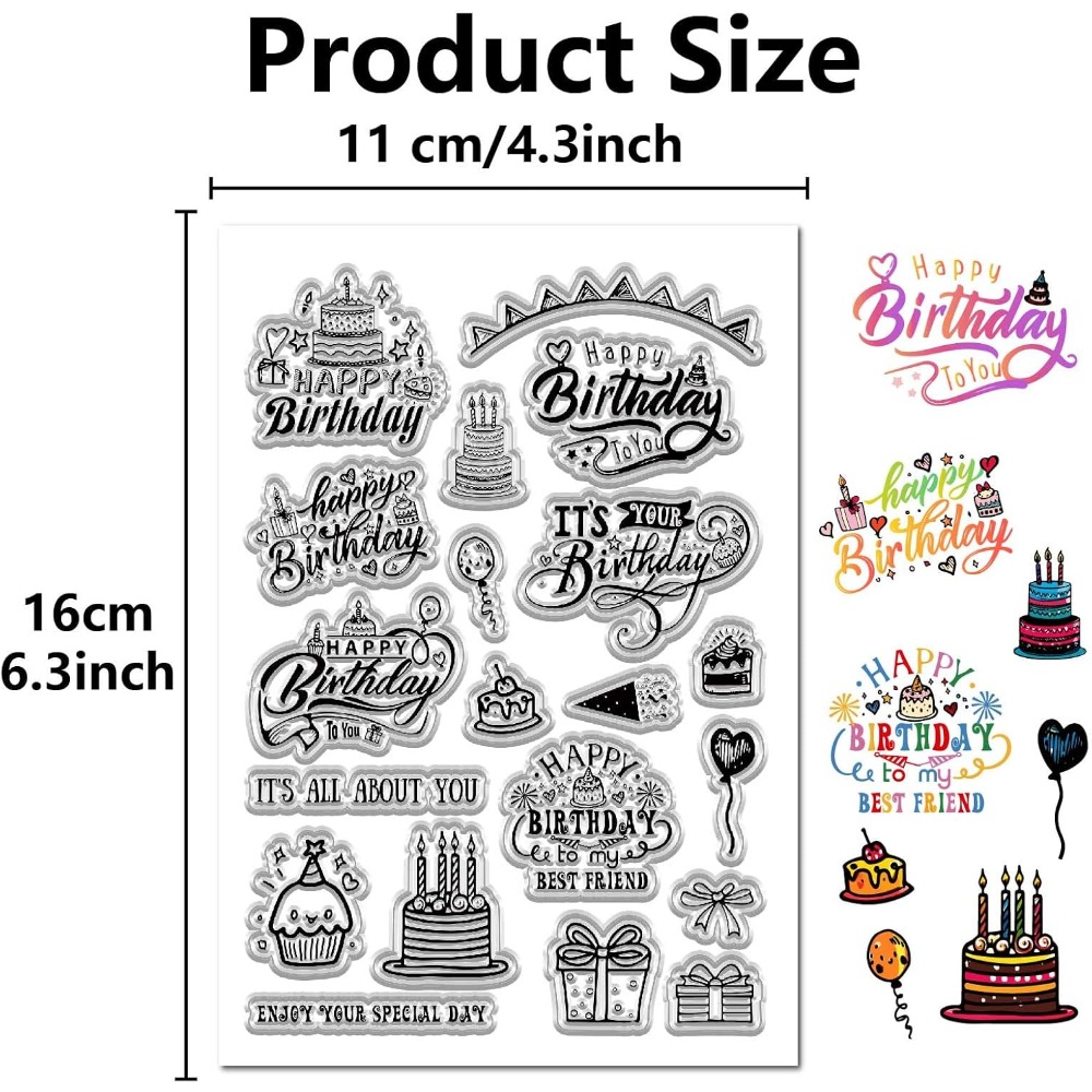 Mutlu Doğum Günü Temizle Pulla - Clear Silicone Stamps For Card Making incelemesi ve fiyatı
