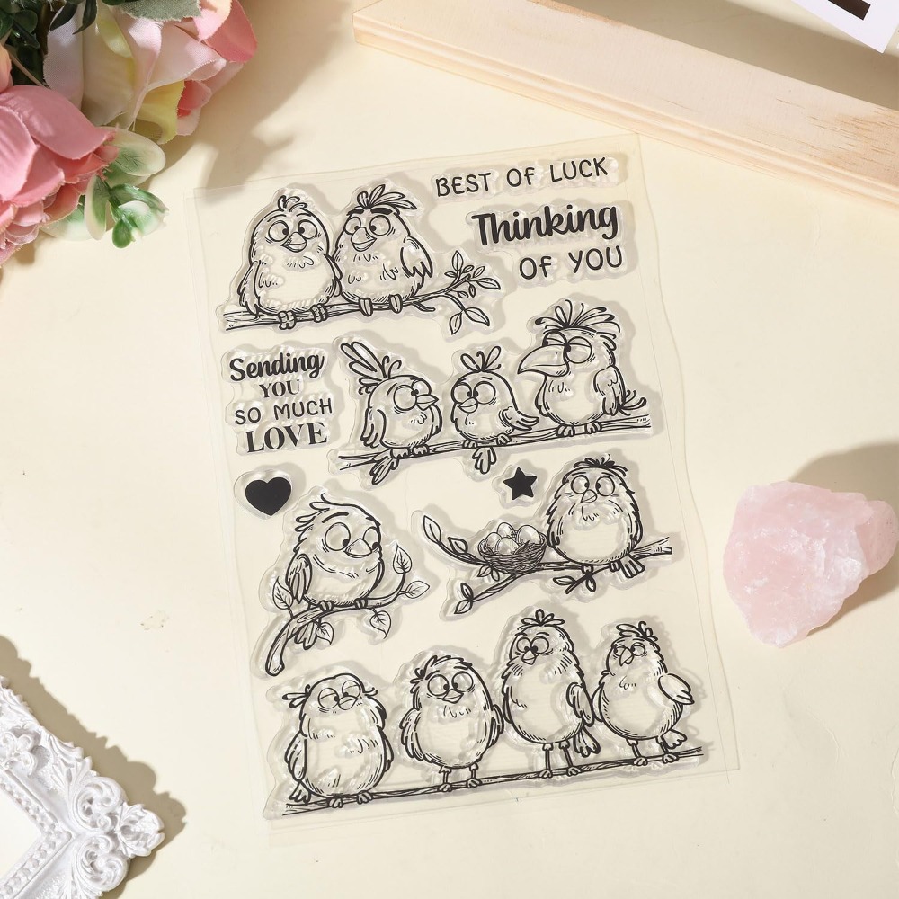 Komik Kuşlar Dalları Temizle P - Clear Silicone Stamps For Card Making incelemesi ve fiyatı