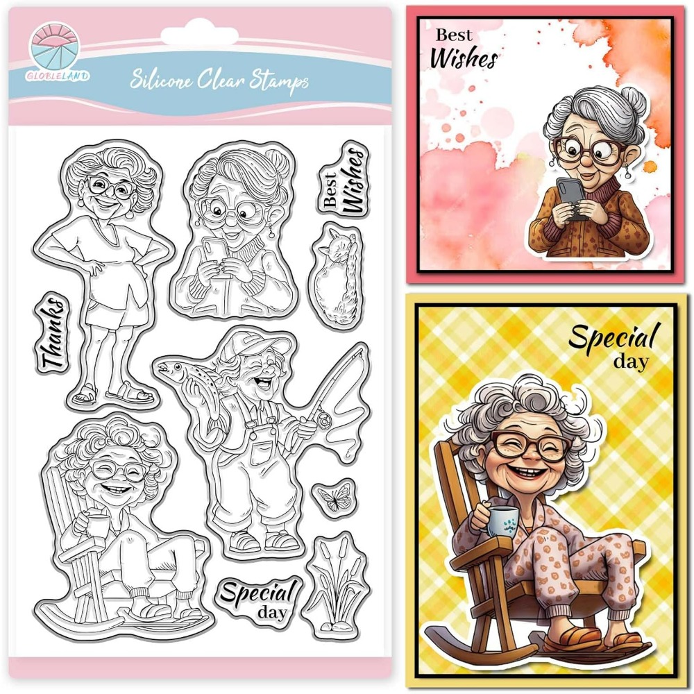 Gülümseyen Yaşlı Bayan Temizle - Clear Silicone Stamps For Card Making incelemesi ve fiyatı