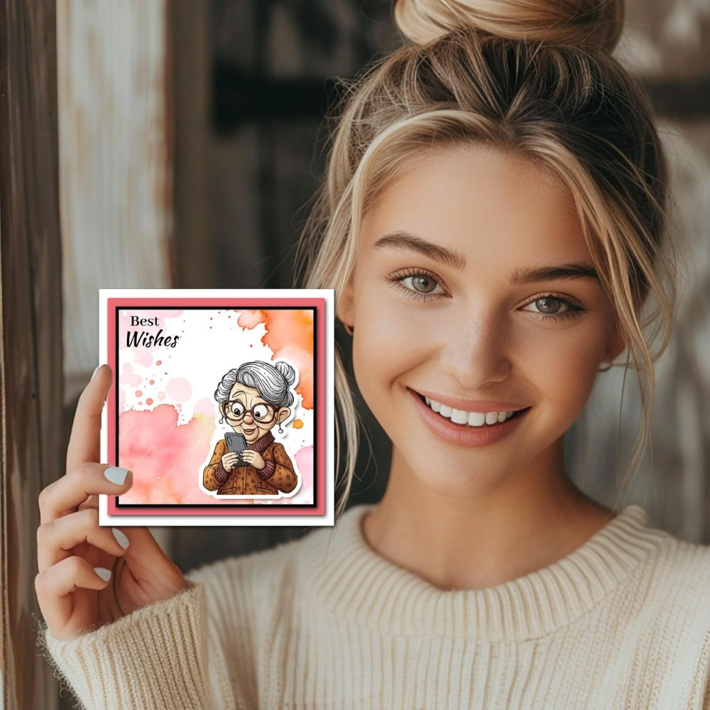 Gülümseyen Yaşlı Bayan Temizle - Clear Silicone Stamps For Card Making incelemesi ve fiyatı