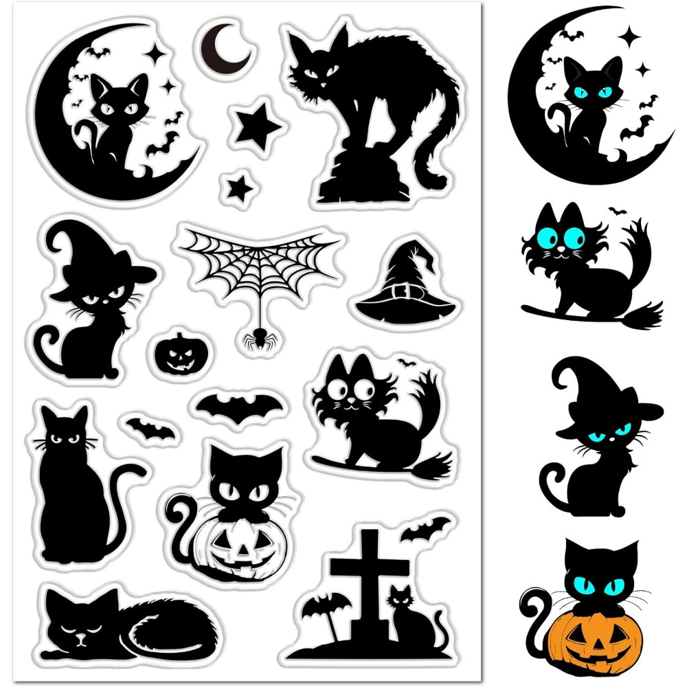 Cadılar bayramı Siyah Kediler  - Clear Silicone Stamps For Card Making incelemesi ve fiyatı